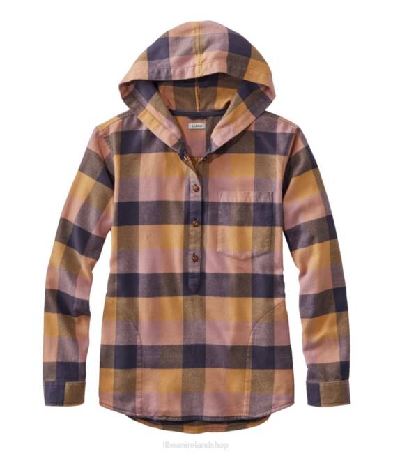 LLBean Soft-Brushed Flannel Hoodie Women J46J4685 Clothing Dark Periwinkle