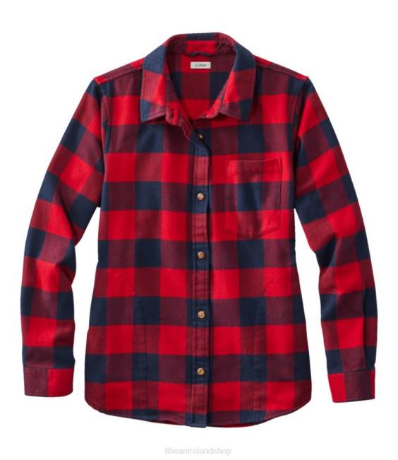 LLBean Soft-Brushed Flannel Shirt Women J46J5737 Clothing Nautical Red