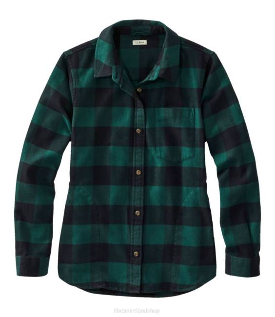 LLBean Soft-Brushed Flannel Shirt Women J46J6465 Clothing Dark Pine