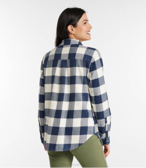LLBean Soft-Brushed Flannel Shirt Women J46J6465 Clothing Dark Pine