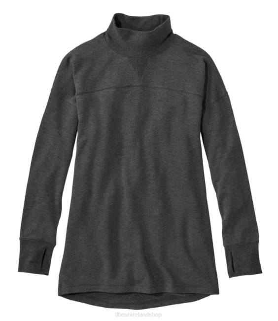 LLBean SoftFlex Mockneck Pullover Women J46J4942 Clothing Midnight Black Heather