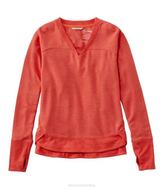 LLBean SoftFlex V-Neck Pullover Women J46J5844 Clothing Ember Heather