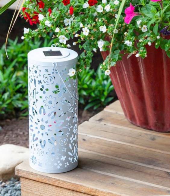 LLBean Solar Metal Lantern Unisex J46J2786 Home Decor White