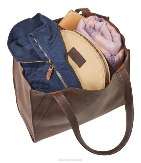 LLBean Stonington Full-Grain Leather Tote Unisex J46J5437 Accessories Dark Barley