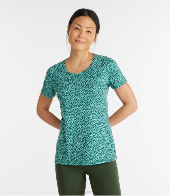 LLBean Streamside Tee Women J46J230 Clothing Faded Jade Geo Stripe