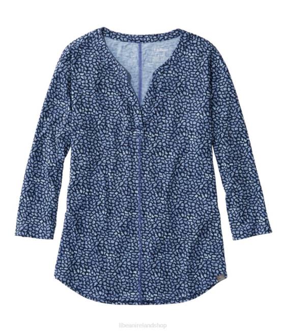 LLBean Streamside Tee Women J46J52 Clothing Nautical Navy Geo