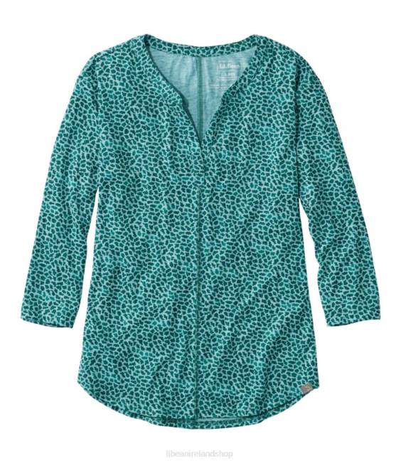 LLBean Streamside Tee Women J46J7172 Clothing Sea Aqua Geo
