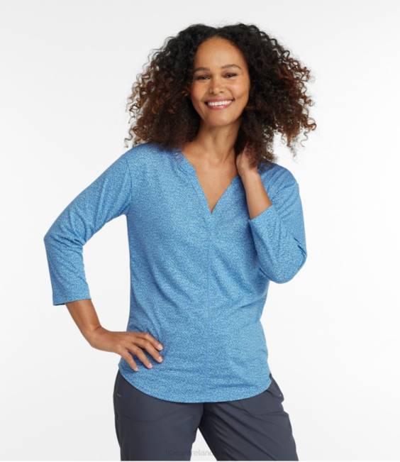 LLBean Streamside Tee Women J46J7172 Clothing Sea Aqua Geo