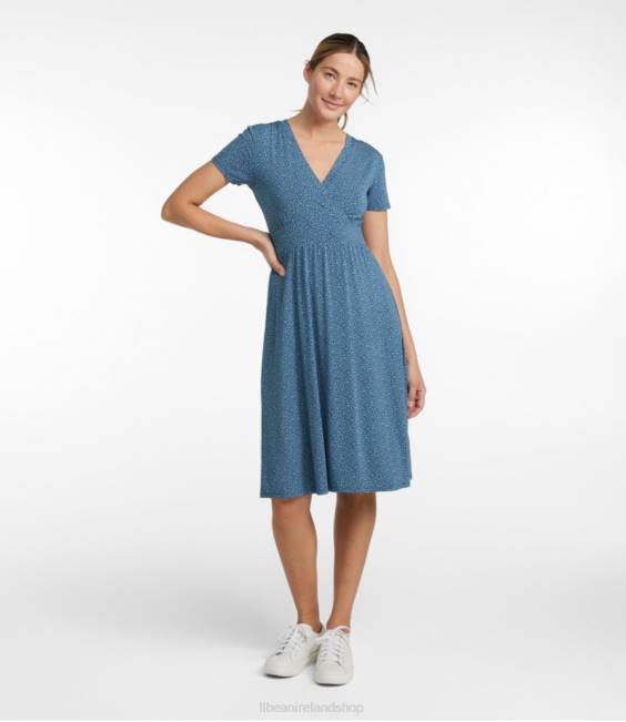 LLBean Summer Knit Dress Women J46J3002 Clothing Classic Navy Dot