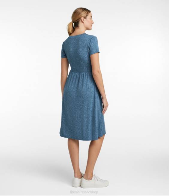 LLBean Summer Knit Dress Women J46J3002 Clothing Classic Navy Dot