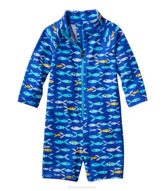 LLBean Sun-and-Surf Bodysuit Kids J46J3371 Clothing Capri Blue Fish