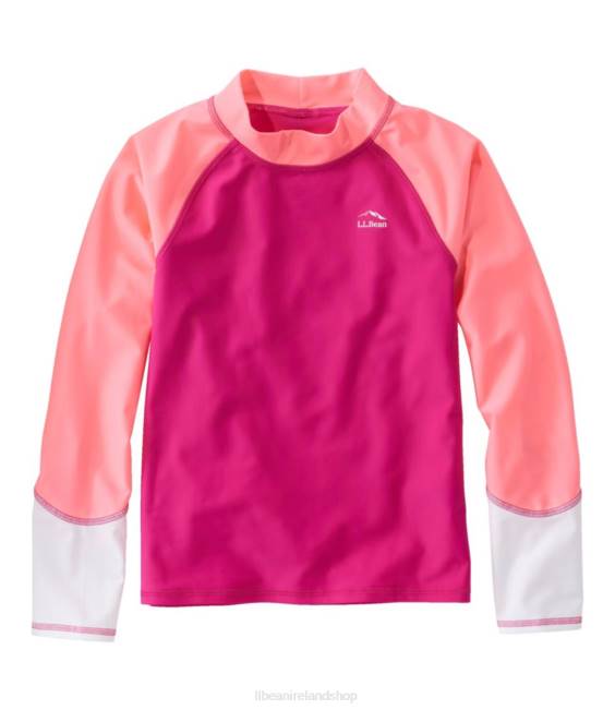 LLBean Sun-and-Surf Swim Shirt Kids J46J3301 Clothing Wild Rose Color Block