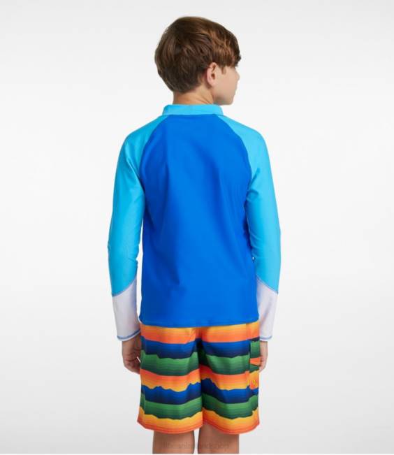 LLBean Sun-and-Surf Swim Shirt Kids J46J4877 Clothing Teal Blue Color Block
