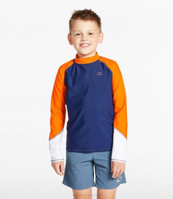 LLBean Sun-and-Surf Swim Shirt Kids J46J4877 Clothing Teal Blue Color Block