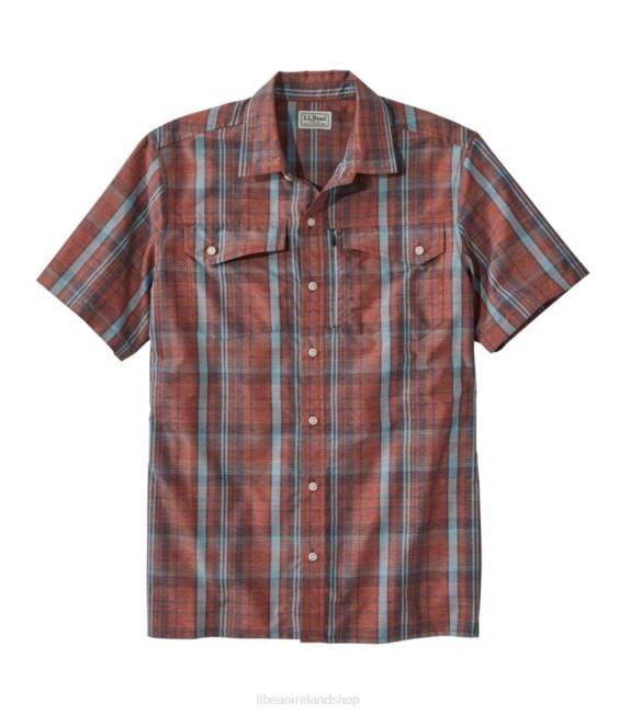 LLBean SunSmart Cool Weave Shirt Short-Sleeve Men J46J687 Clothing Dark Russet/Mineral Blue