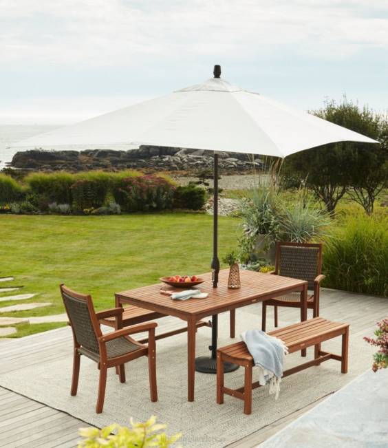 LLBean Sunbrella 8\ x10\ Market Umbrella Unisex J46J2713 Backyard  Patio Sea Salt