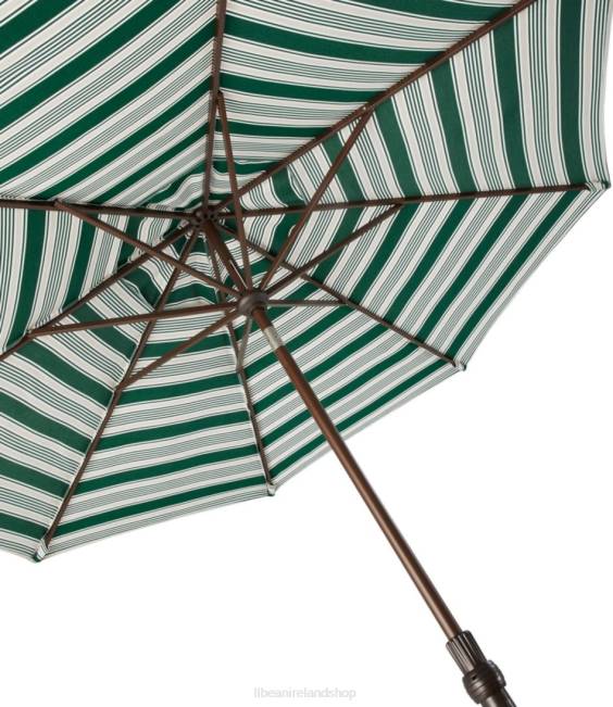 LLBean Sunbrella Market Umbrella Aluminum Stripe Unisex J46J2701 Backyard  Patio Navy/Gray Multi