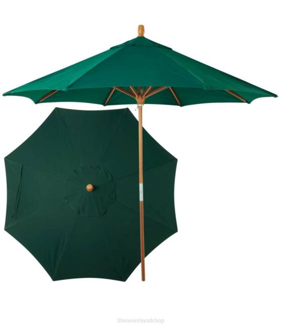 LLBean Sunbrella Market Umbrella Wood Unisex J46J5557 Backyard  Patio Hunter Green