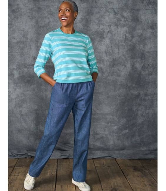 LLBean Sunwashed Pants Women J46J3128 Clothing Medium Wash