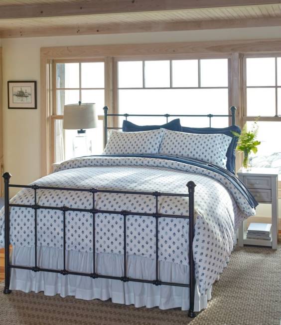 LLBean Sunwashed Percale Comforter Cover Leaf Print Unisex J46J2763 Bedding Charcoal Blue