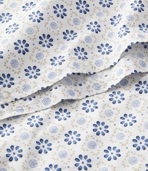 LLBean Sunwashed Percale Comforter Cover Print Unisex J46J2715 Bedding Mid-Blue