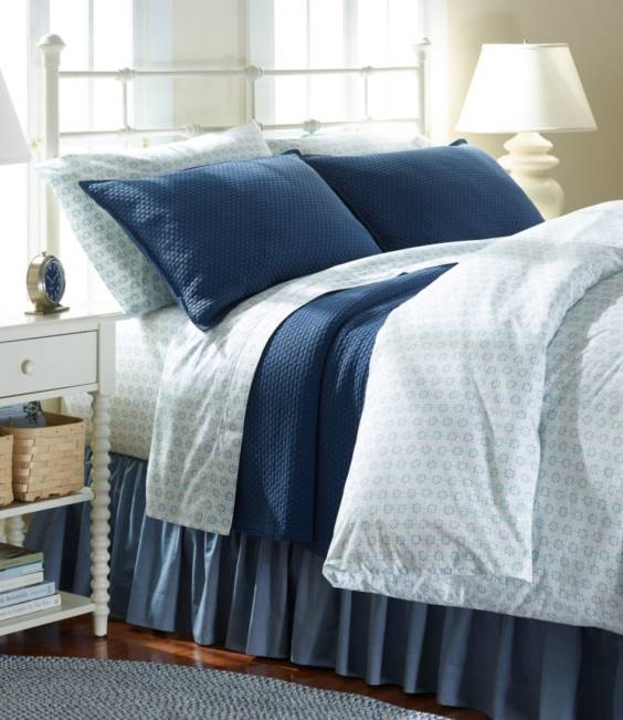 LLBean Sunwashed Percale Comforter Cover Print Unisex J46J2715 Bedding Mid-Blue