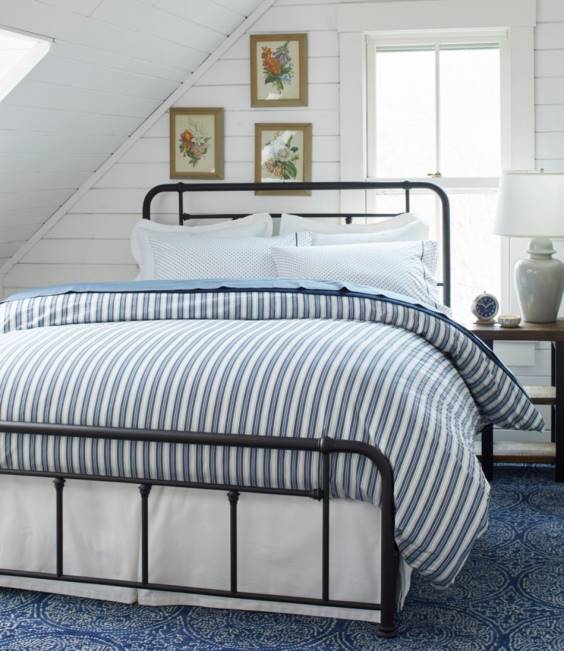 LLBean Sunwashed Percale Comforter Cover Stripe Unisex J46J2731 Bedding Mariner Blue