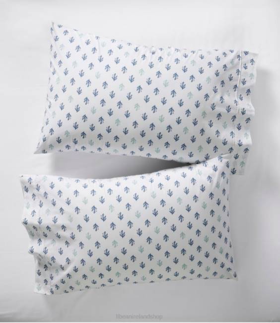 LLBean Sunwashed Percale Sheet Collection Leaf Print Unisex J46J2680 Bedding Charcoal Blue
