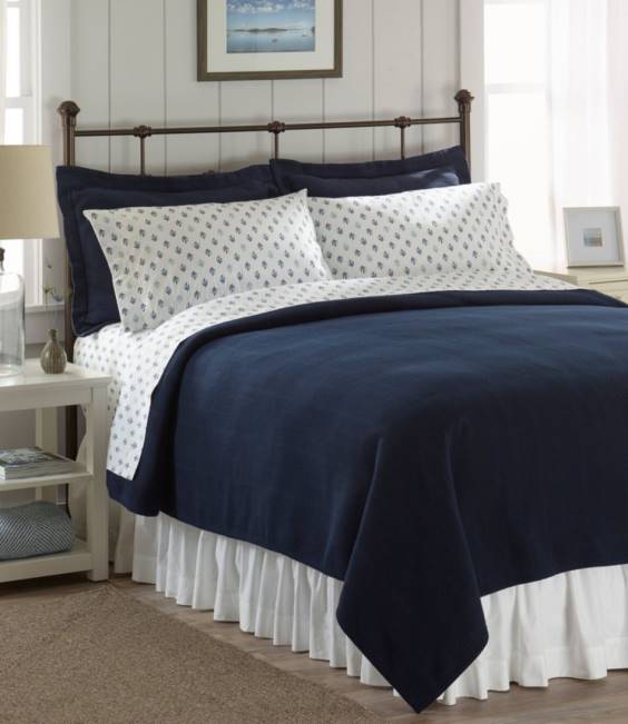 LLBean Sunwashed Percale Sheet Collection Leaf Print Unisex J46J2680 Bedding Charcoal Blue