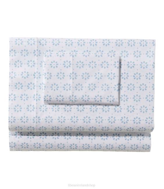 LLBean Sunwashed Percale Sheet Collection Print Unisex J46J4416 Bedding Blue Mist