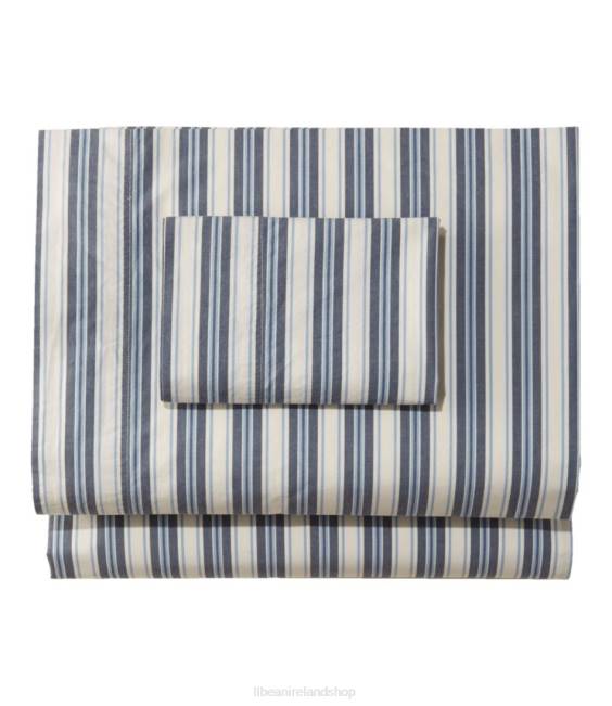 LLBean Sunwashed Percale Sheet Collection Stripe Unisex J46J2664 Bedding Mariner Blue