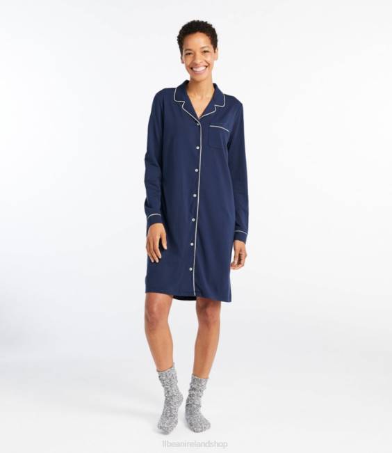 LLBean Super-Soft Shrink-Free Nightgown Women J46J3083 Clothing Bright Navy