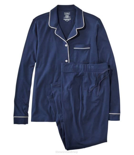 LLBean Super-Soft Shrink-Free Pajama Set Women J46J4856 Clothing Bright Navy