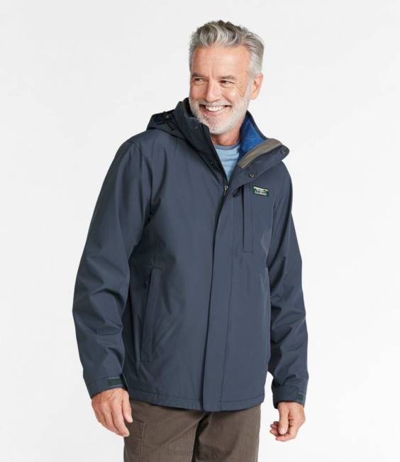 LLBean Sweater Fleece 3-in-1 Jacket Men J46J947 Outerwear Carbon Navy/Ocean Blue
