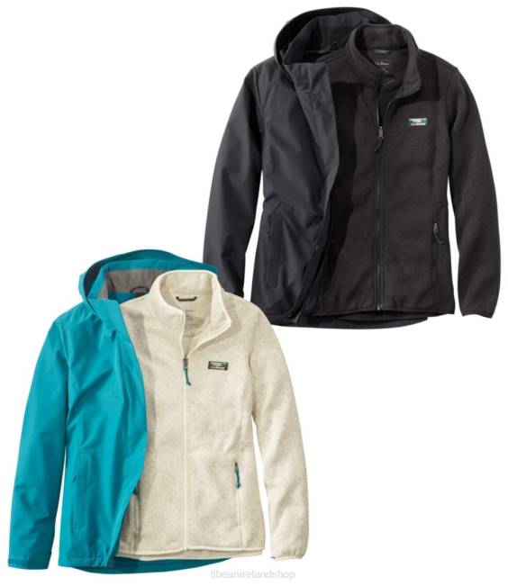 LLBean Sweater Fleece 3-in-1 Jacket Women J46J3606 Outerwear True Teal/Sailcloth