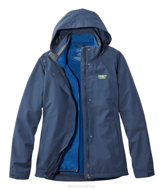 LLBean Sweater Fleece 3-in-1 Jacket Women J46J5078 Outerwear Carbon Navy/Ocean Blue