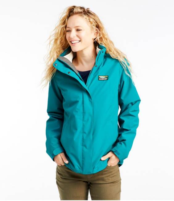 LLBean Sweater Fleece 3-in-1 Jacket Women J46J5078 Outerwear Carbon Navy/Ocean Blue