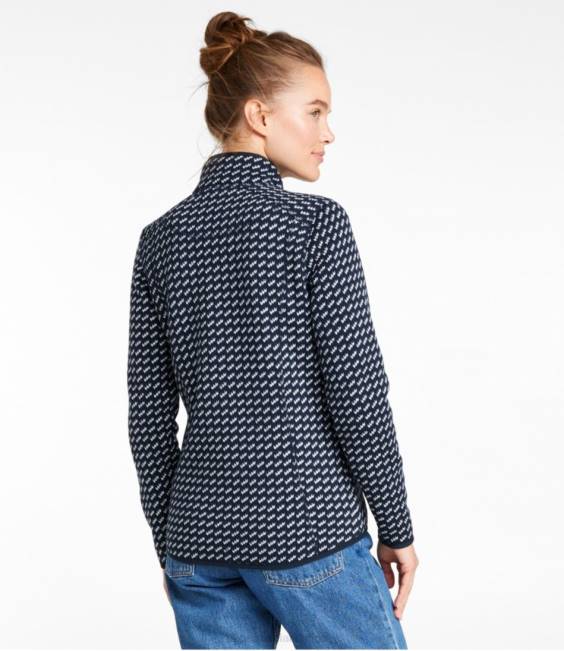 LLBean Sweater Fleece Full-Zip Jacket Women J46J552 Outerwear Teal Blue Fracture