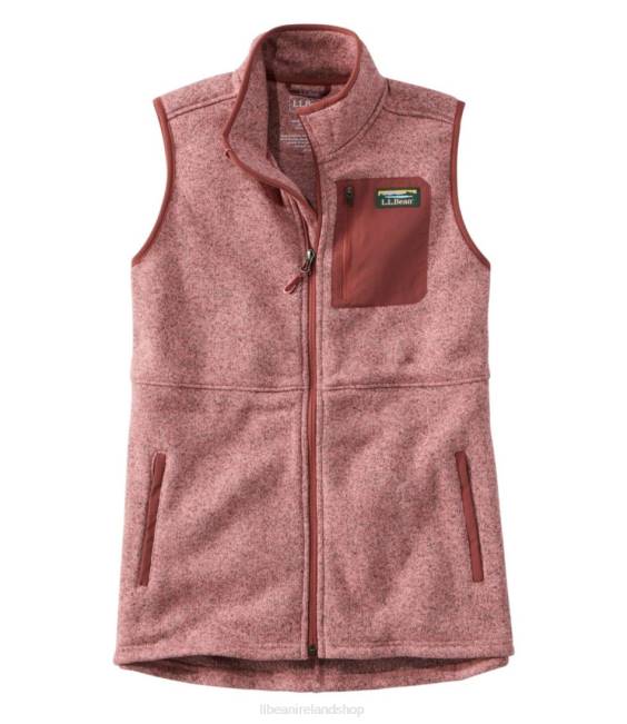LLBean Sweater Fleece Long Vest Women J46J3290 Outerwear Field Rose