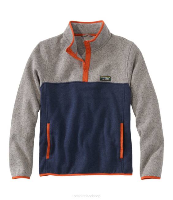 LLBean Sweater Fleece Pullover Men J46J3644 Clothing Woodsmoke/Bright Navy