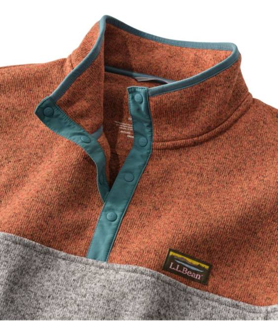 LLBean Sweater Fleece Pullover Men J46J3644 Clothing Woodsmoke/Bright Navy