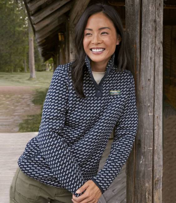 LLBean Sweater Fleece Pullover Women J46J5944 Clothing Black Mountain Classic