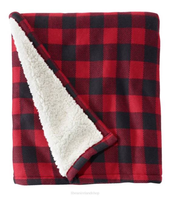 LLBean Sweater Fleece Throw Unisex J46J5601 Bedding Red/Charcoal