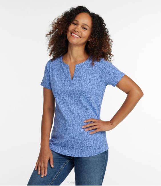 LLBean Tee Women J46J689 Clothing Dark Breton Red Daisies