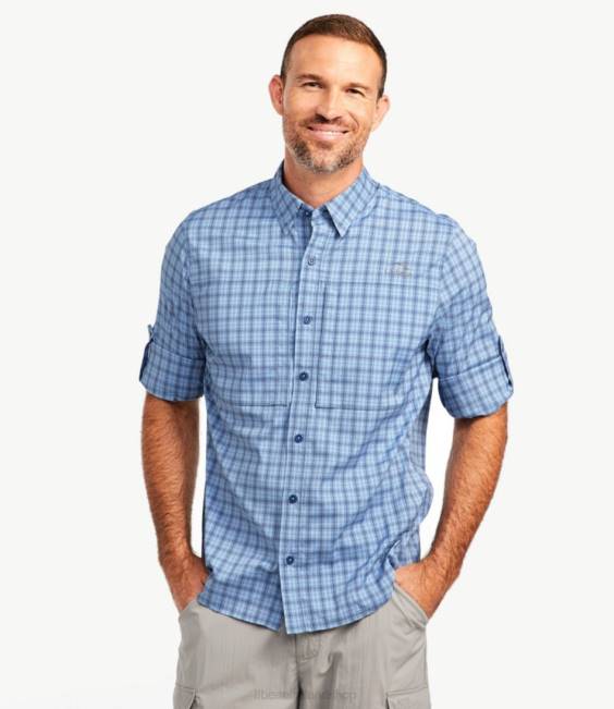 LLBean Tropicwear Pro Stretch Shirt Men J46J3974 Clothing Mid-Blue