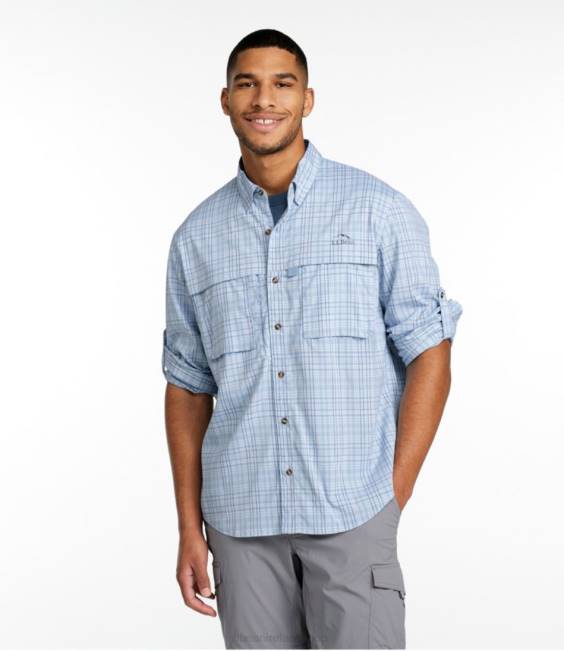 LLBean Tropicwear Shirt Men J46J4013 Clothing Surf Blue