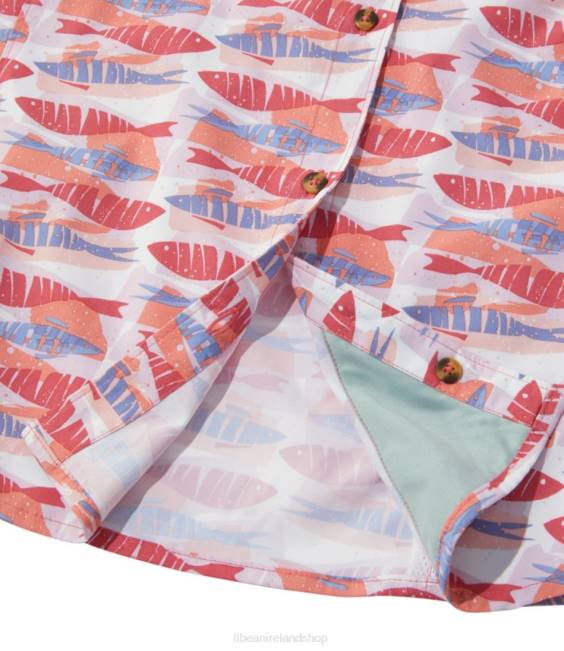 LLBean Tropicwear Shirt Women J46J3246 Clothing Fair Aqua Fish Print