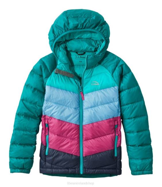 LLBean Ultralight 650 Down Jacket Kids J46J3706 Outerwear Teal Blue Color Block