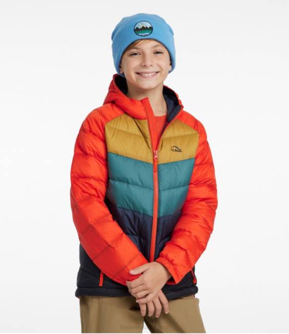 LLBean Ultralight 650 Down Jacket Kids J46J955 Outerwear Cherry Tomato Colorblock