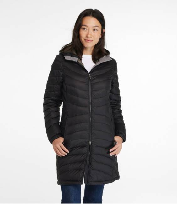LLBean Ultralight 850 Down Hooded Coat Women J46J5099 Outerwear Black